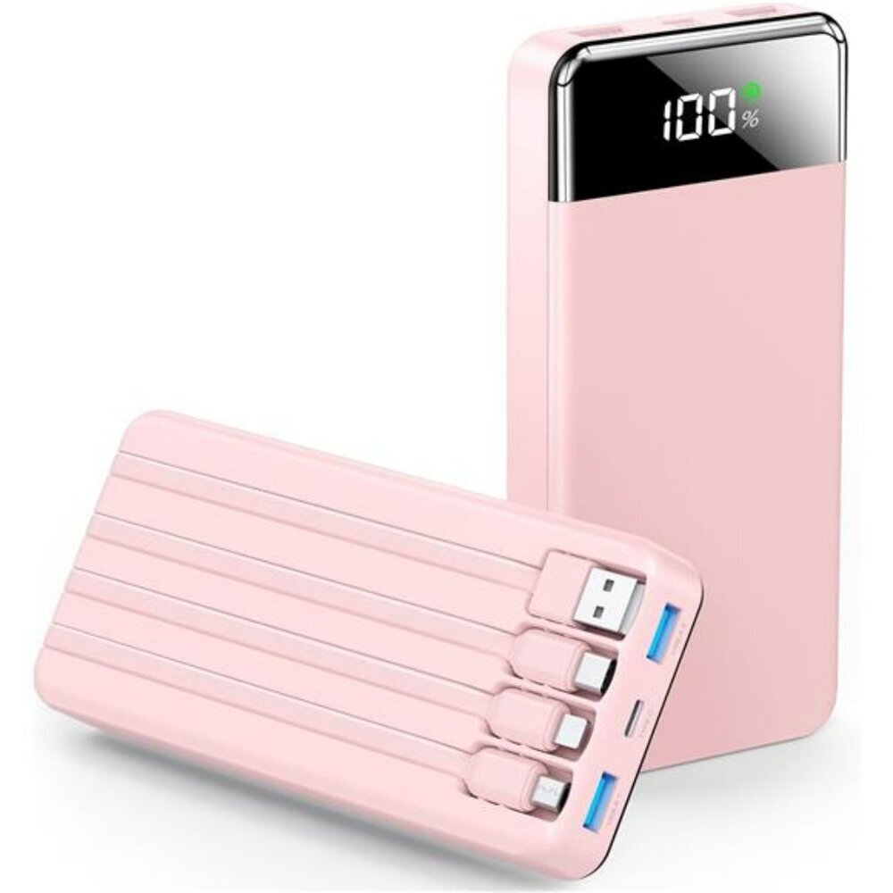 35000mAh portable charger power bank fast charging with built in cables